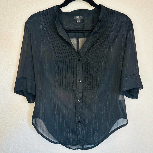 Mossimo Tops - Mossimo Women's Black Short Sleeve Button Front Blouse Medium